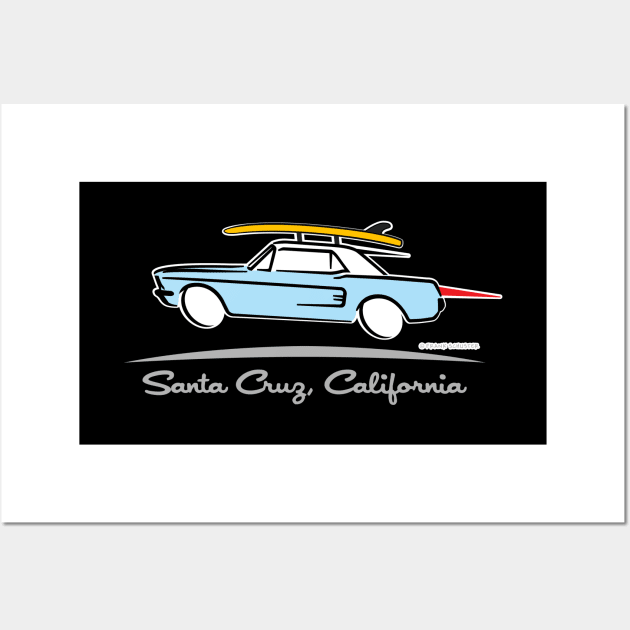 1967 Ford Mustang Hardtop Santa Cruz Wall Art by PauHanaDesign